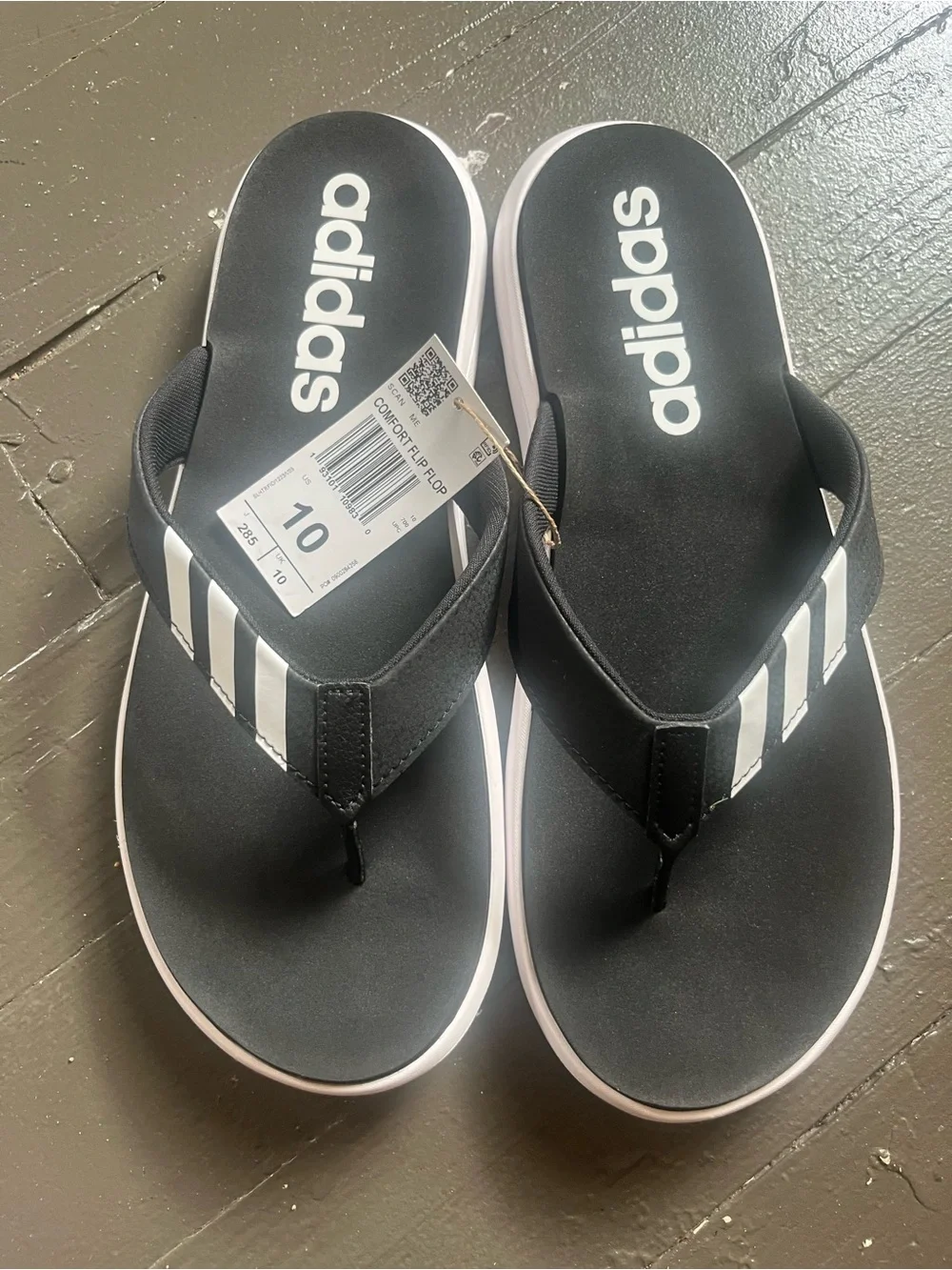 adidas Black and White Kids' Athletic Flip Flops